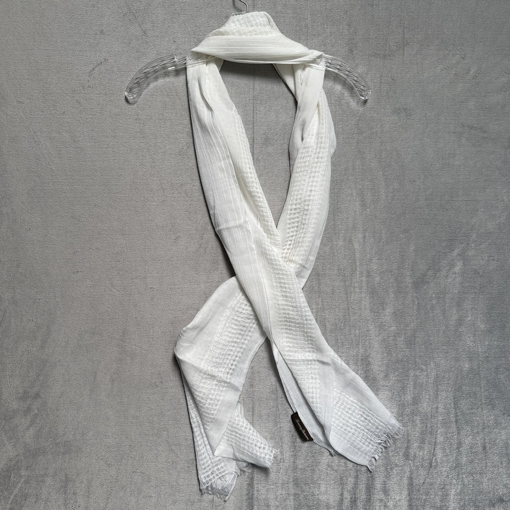 Tommy Bahama Scarf Womens One Size White Striped Fringe Lightweight Summer Wrap